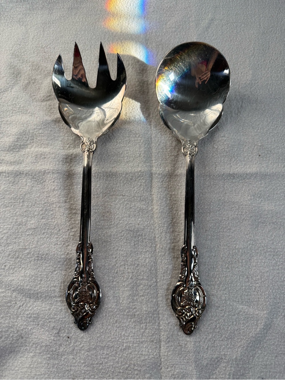 Vintage Wallace Silverplate Silver Serving Salad Spoon and Fork
